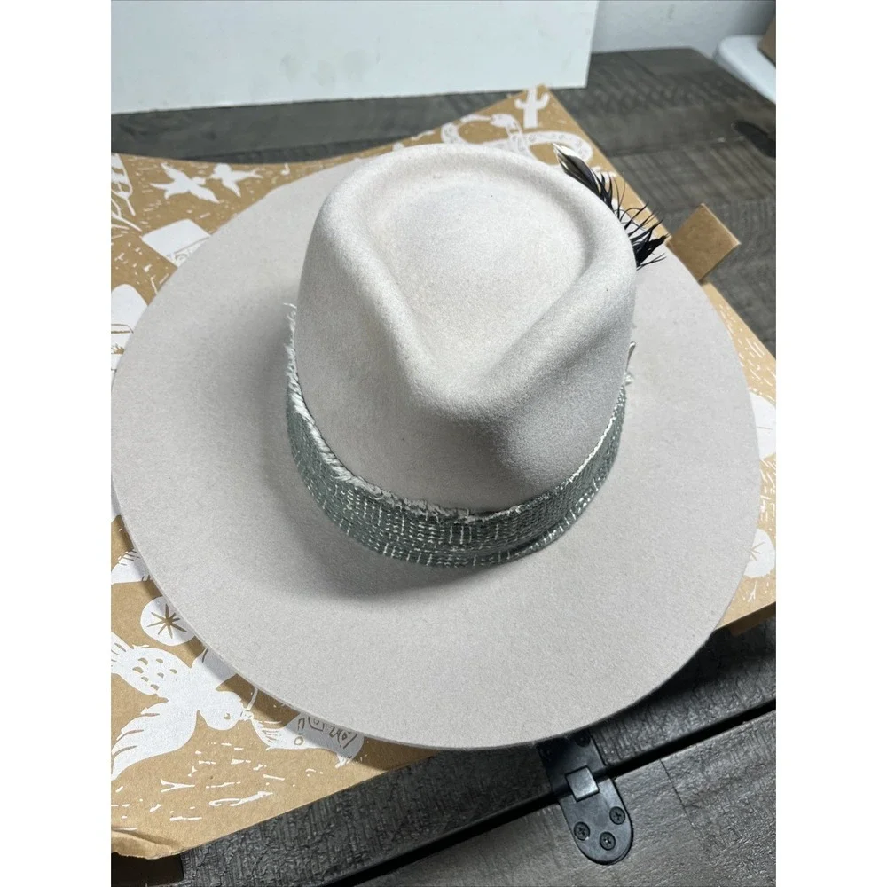 Hampui Hat Wide Brim WOOL Felt RARE sz S Bone Color Handmade Western - Picture 7 of 10
